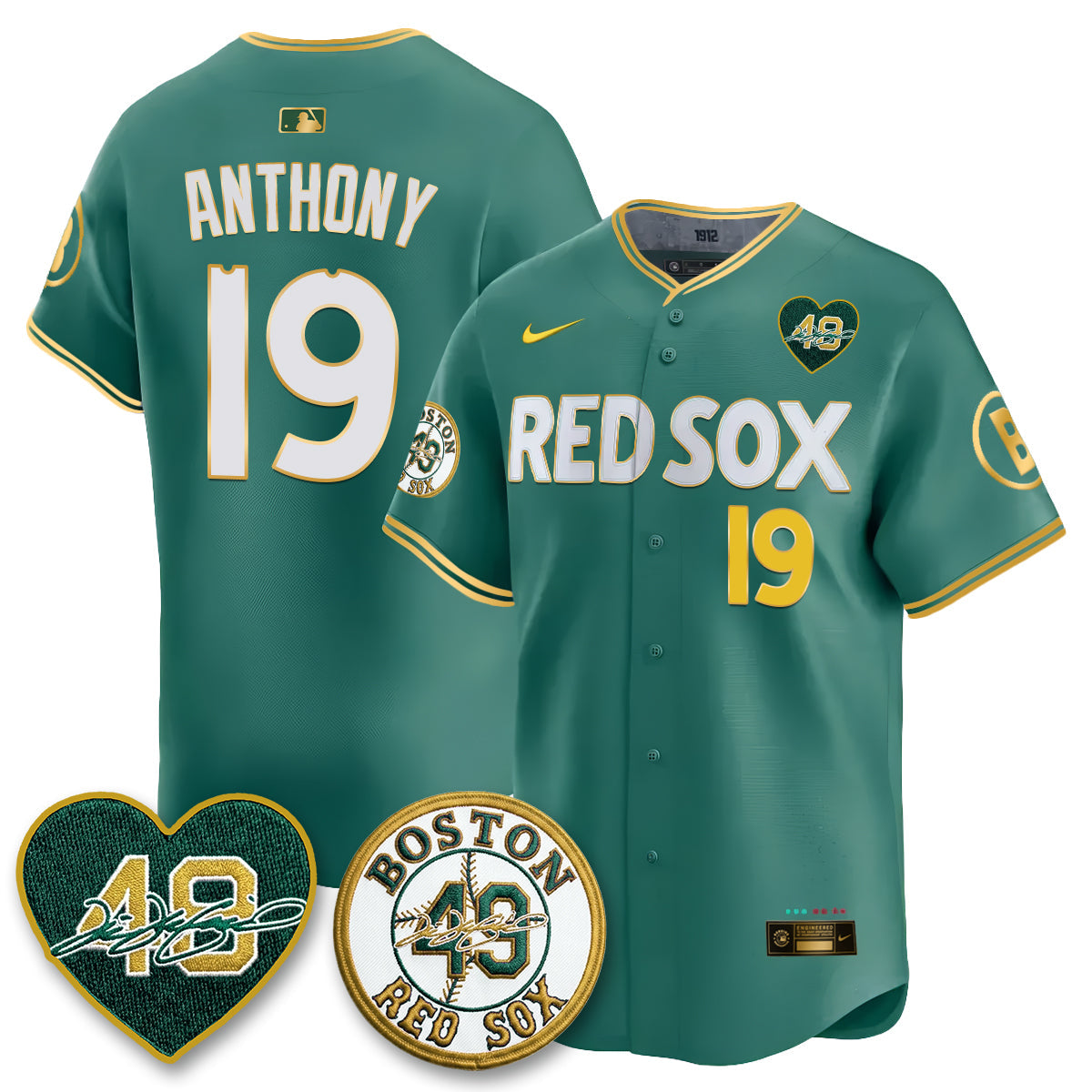 BOS Tim Wakefield Memorial Patch Vaper Premier Limited Gold Edition Jersey - Stitched