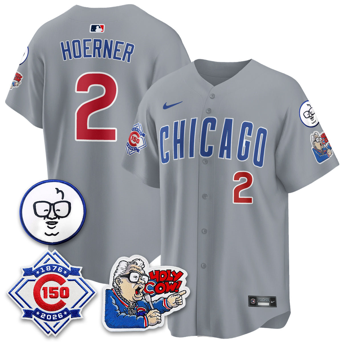CHC 150th Anniversary Harry Caray Holy Cow Limited Navy Jersey - Stitched V2