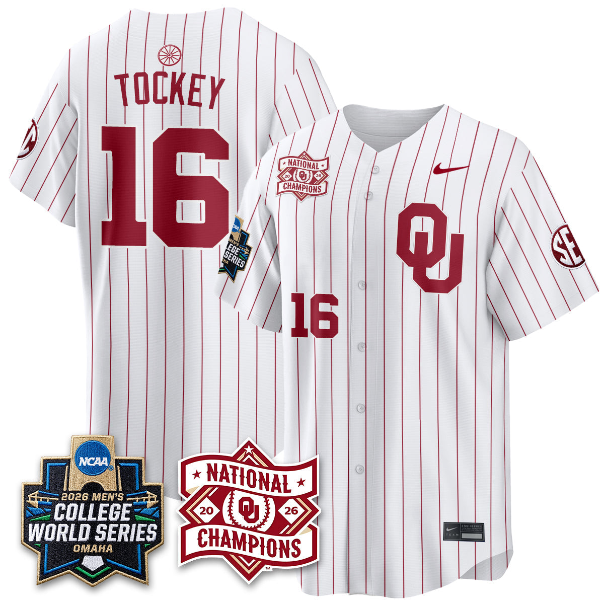 OU 2026 NCAA Baseball College World Series Champions Vapor Jersey - Stitched