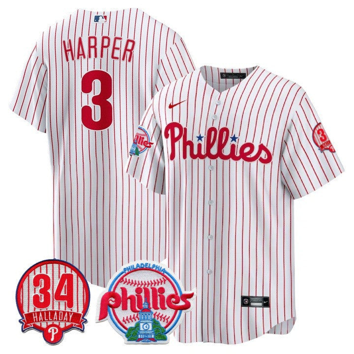 Men's Philadelphia Phillies Cool Base Jersey - Roy Halladay Patch #34