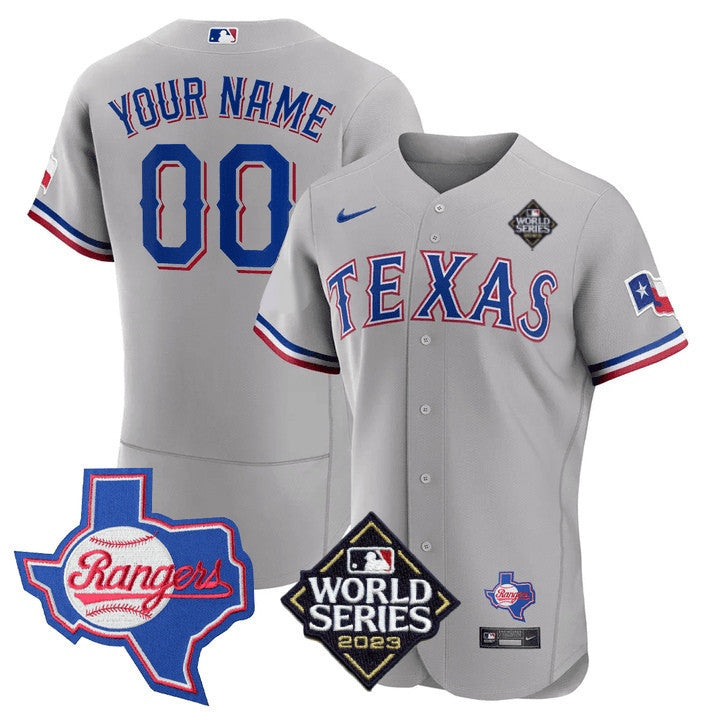 Men's Texas Rangers Limited Custom Jersey - 2023 World Series Patch - All Stitched