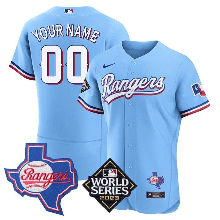 Men's Texas Rangers Limited Custom Jersey - 2023 World Series Patch - All Stitched