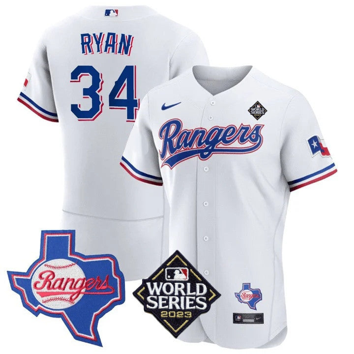 Men's Texas Rangers Limited Flex Base Jersey - 2023 World Series Patch/ Texas State Patch - All Stitched