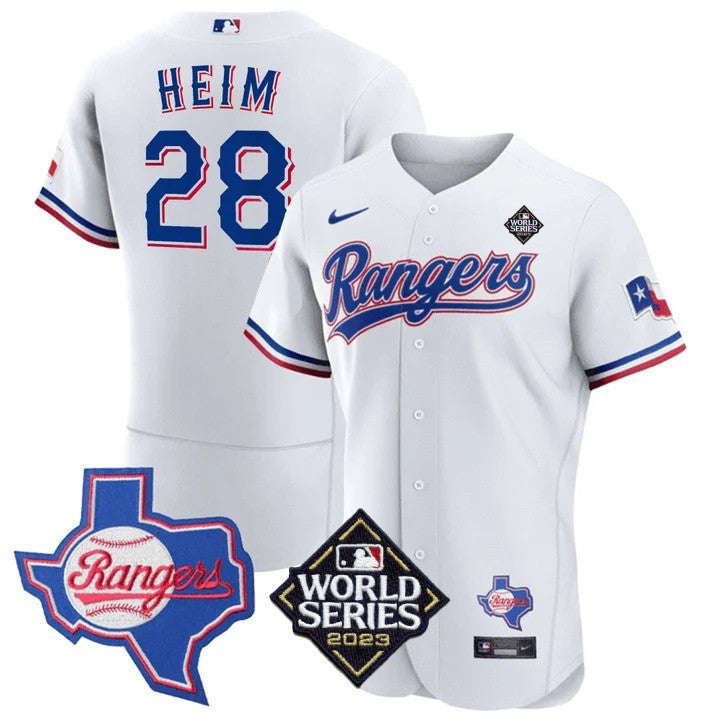Men's Texas Rangers Limited Flex Base Jersey - 2023 World Series Patch/ Texas State Patch - All Stitched