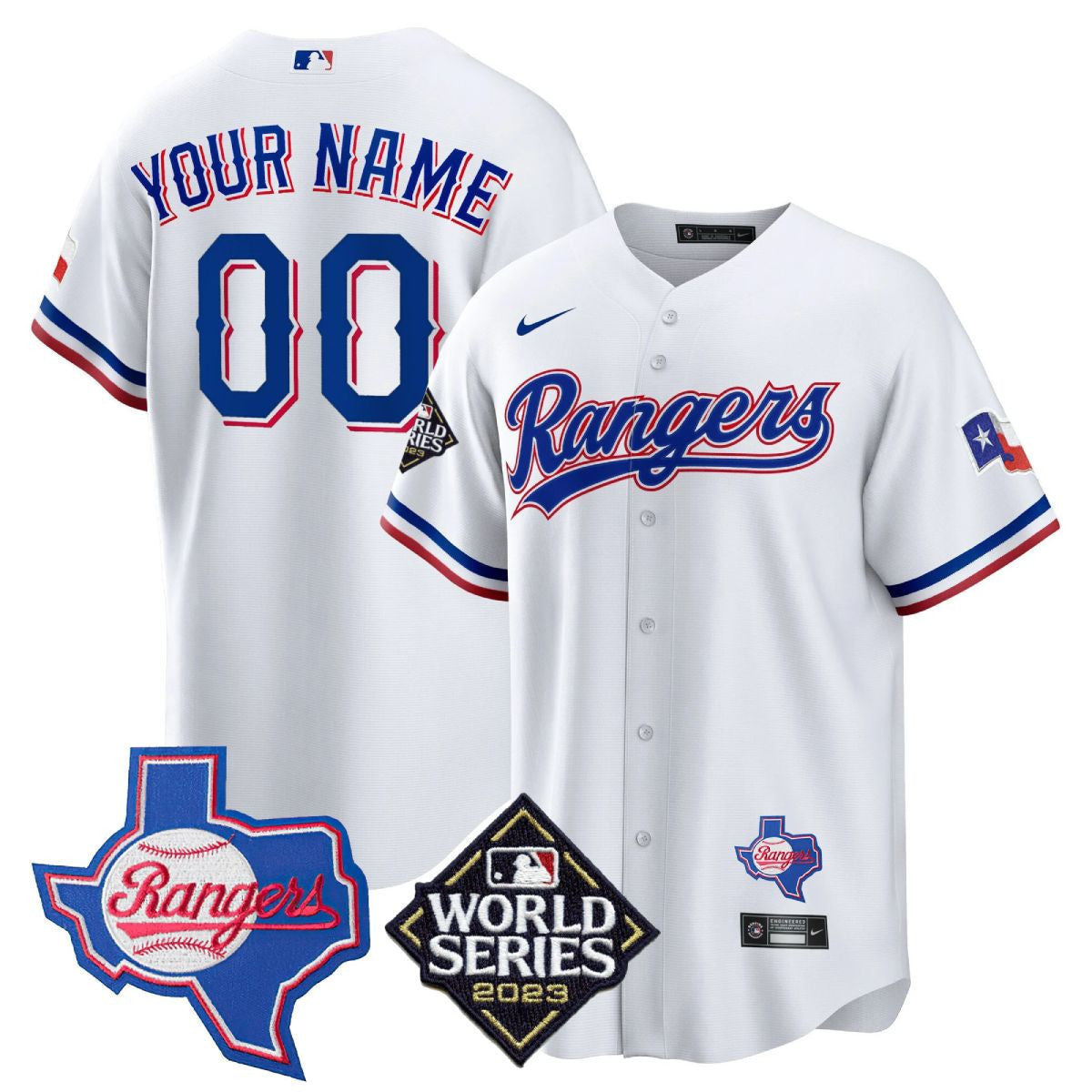 Men's Texas Rangers Limited Cool Base Jersey - 2023 World Series Patch/ Texas State Patch - All Stitched