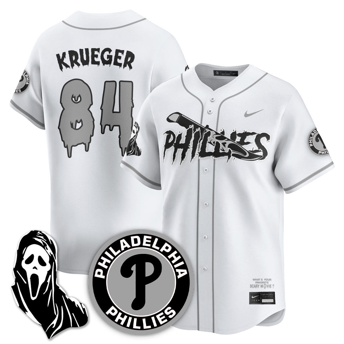 Men's Philadelphia Phillies "Scream Ghostface" Jersey - Stitched