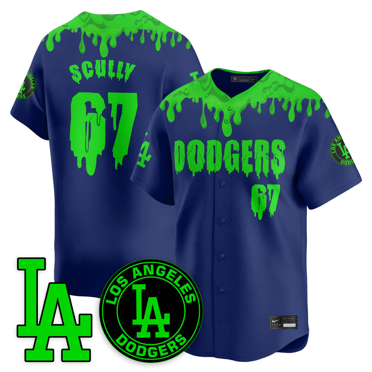 Custom Los Angeles Dodgers "Slime Night Special" Jersey - Stitched