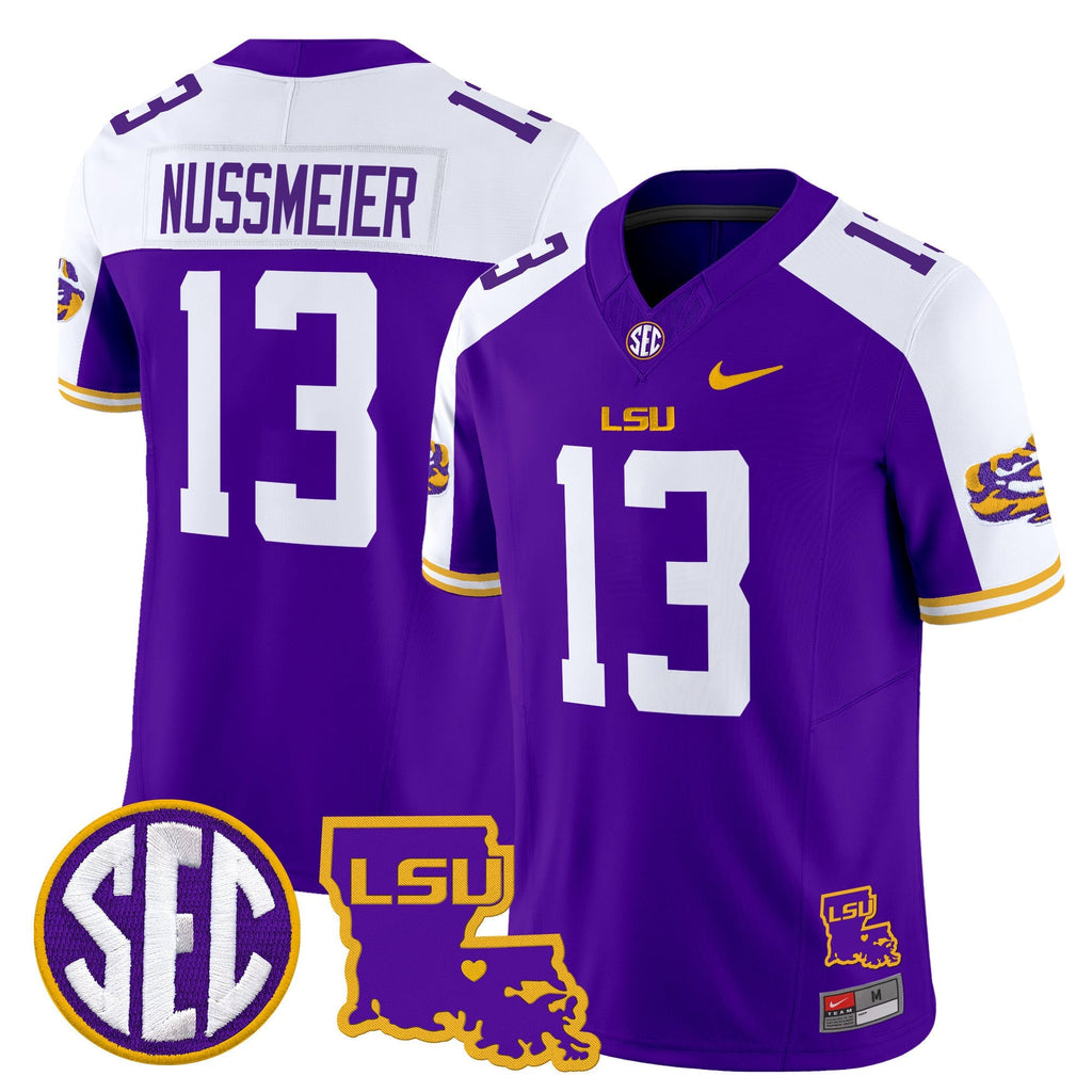 Men's LSU Tigers 2025 Louisiana Patch Vapor Limited Jersey - All Stitched
