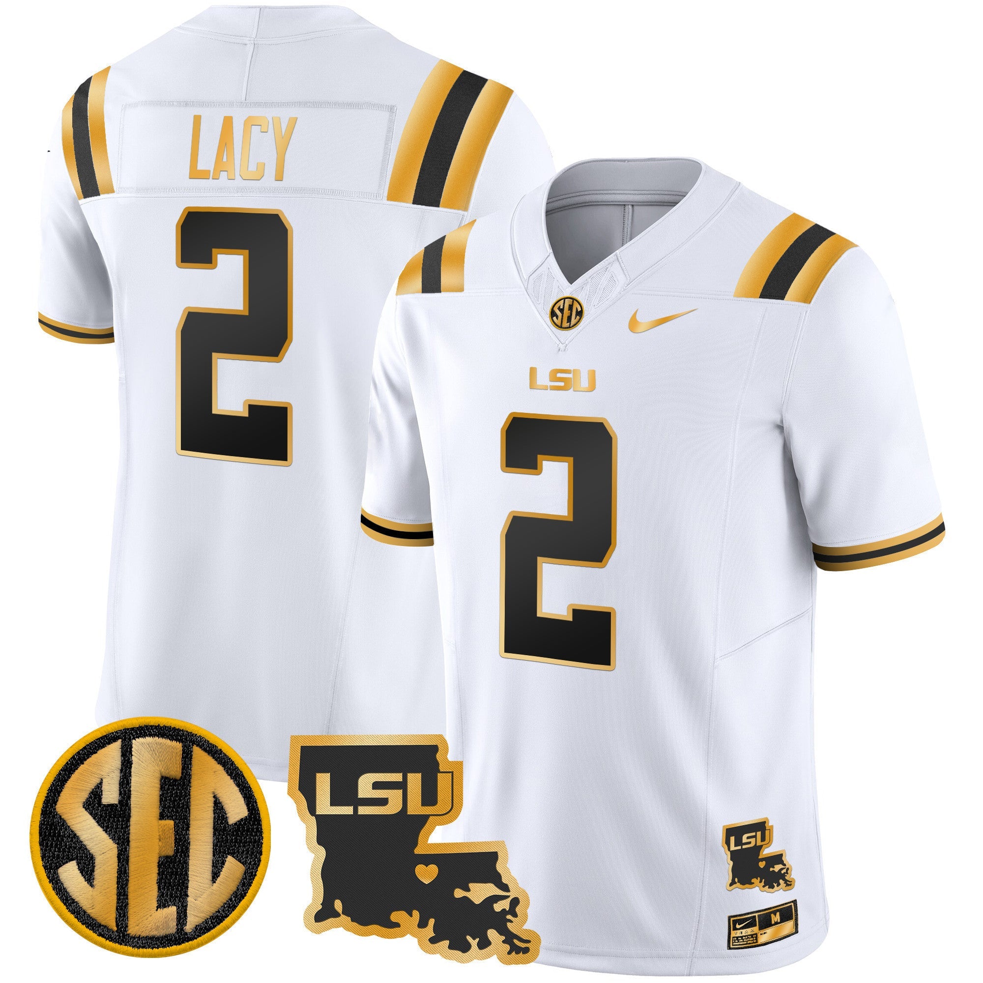 Men's LSU Tigers 2025 Louisiana Patch Gold Vapor Limited Jersey - All Stitched