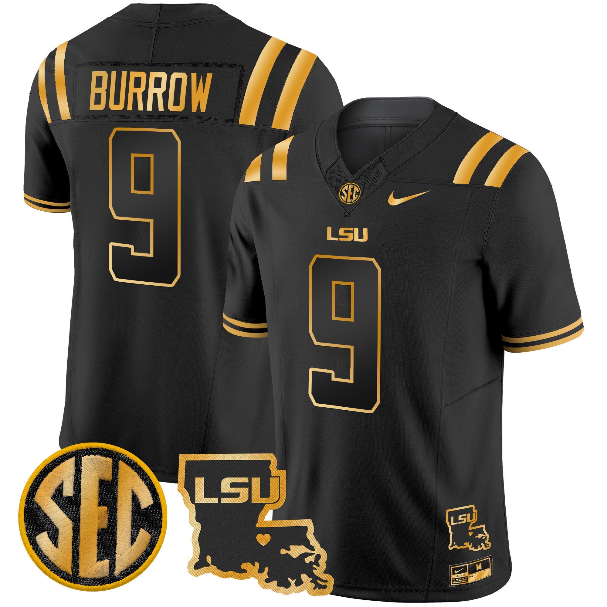 Men's LSU Tigers 2025 Louisiana Patch Gold Vapor Limited Jersey - All Stitched