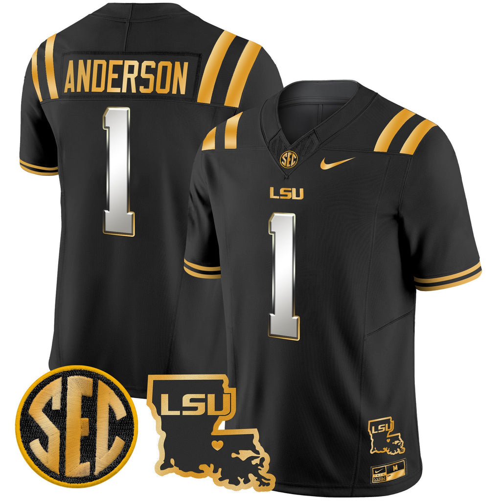 Men's LSU Tigers 2025 Louisiana Patch Gold Vapor Limited Jersey - All Stitched