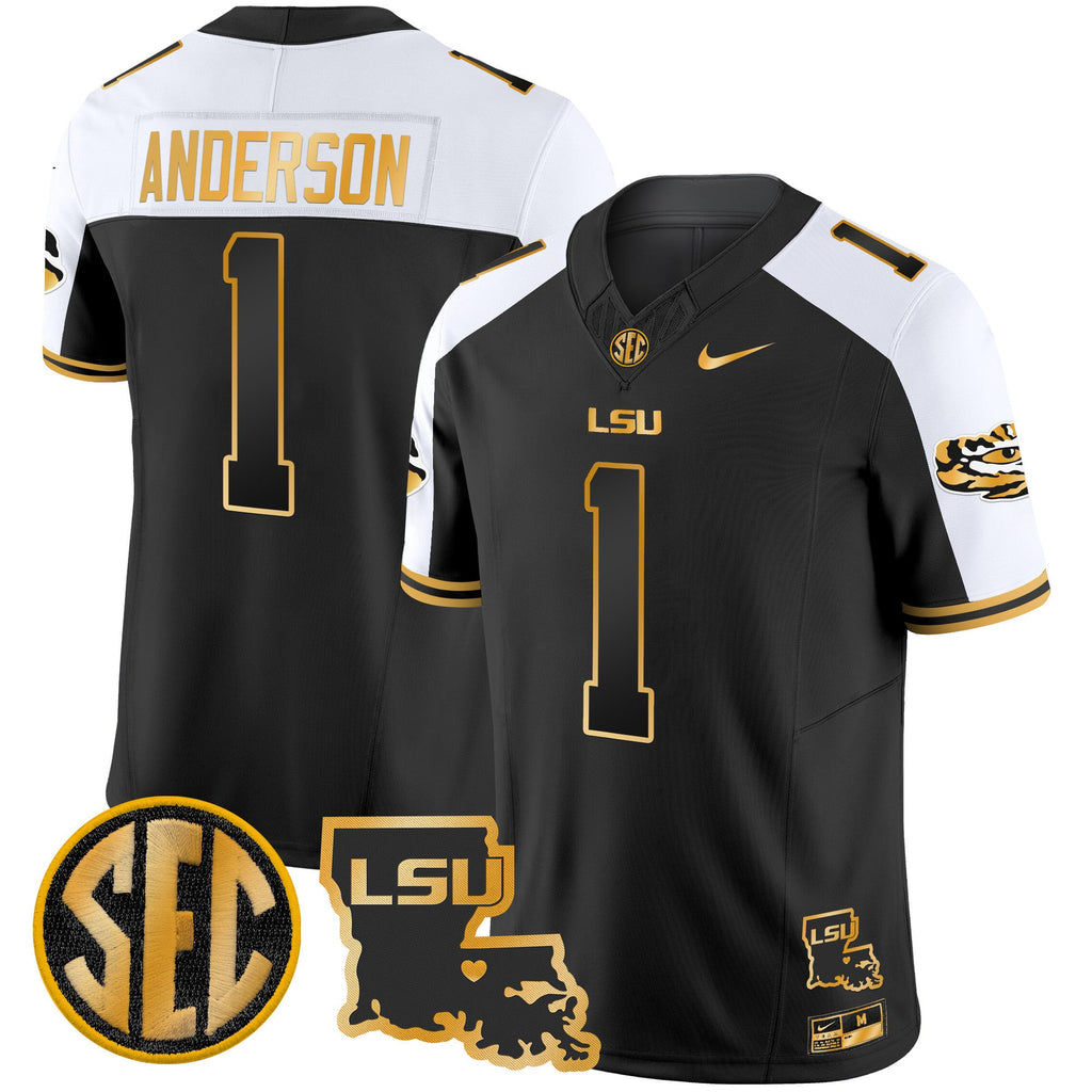Men's LSU Tigers 2025 Louisiana Patch Gold Vapor Limited Jersey - All Stitched