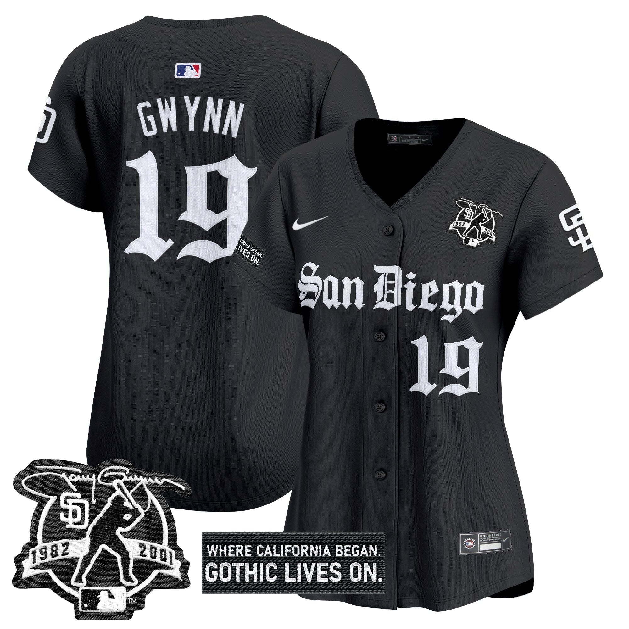 Women's San Diego Padres 'Gothic Edition' Vapor Premier Limited Jersey - All Stitched