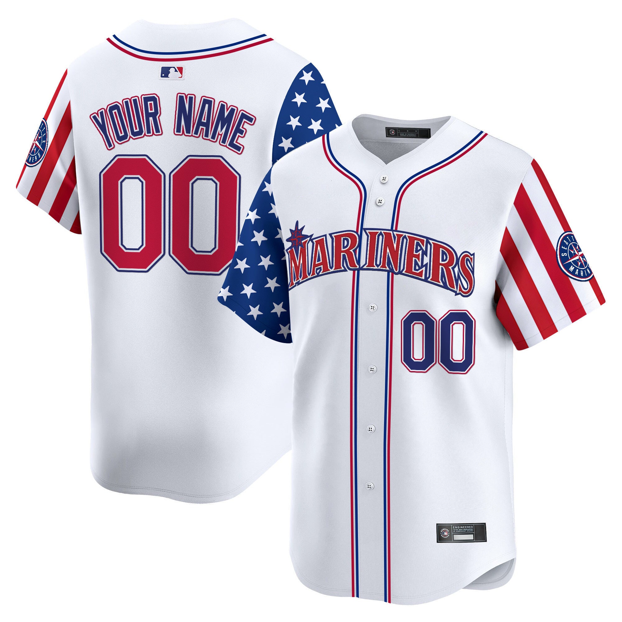 Seattle Mariners 2025 Independence Day Vapor Premier Limited Custom Jersey - All Stitched