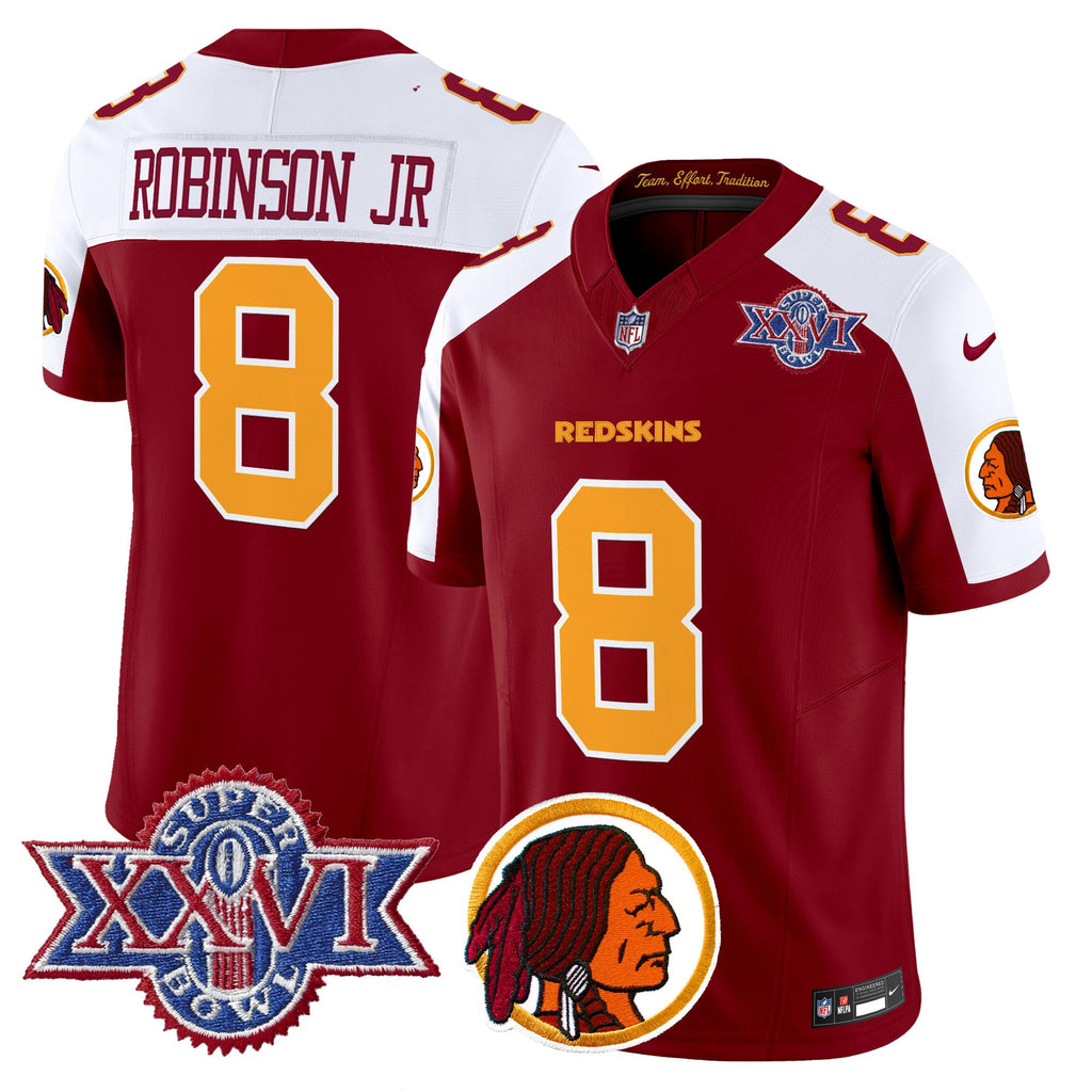 Men's Washington Redskins Throwback 1992 Super Bowl XXVI Patch Vapor Limited Jersey V2 - All Stitched