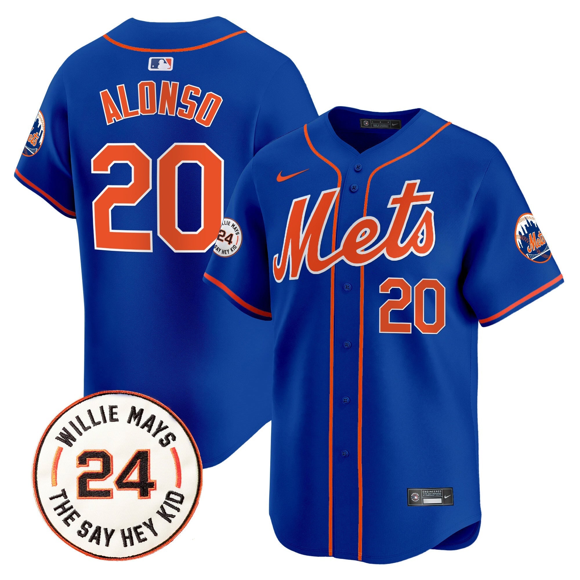 Mets Willie Mays Patch Vapor Premier Limited Jersey - Stitched
