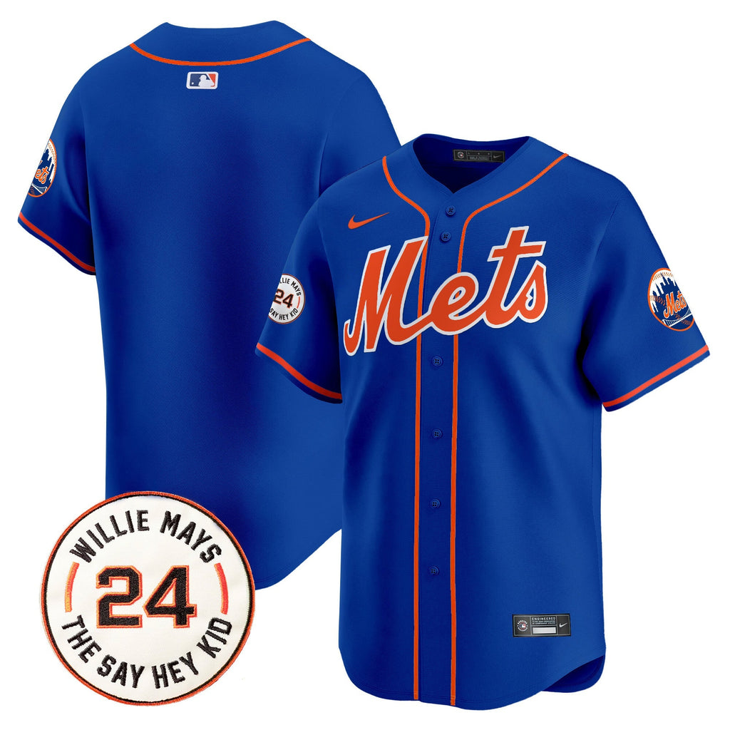 Mets Willie Mays Patch Vapor Premier Limited Jersey - Stitched