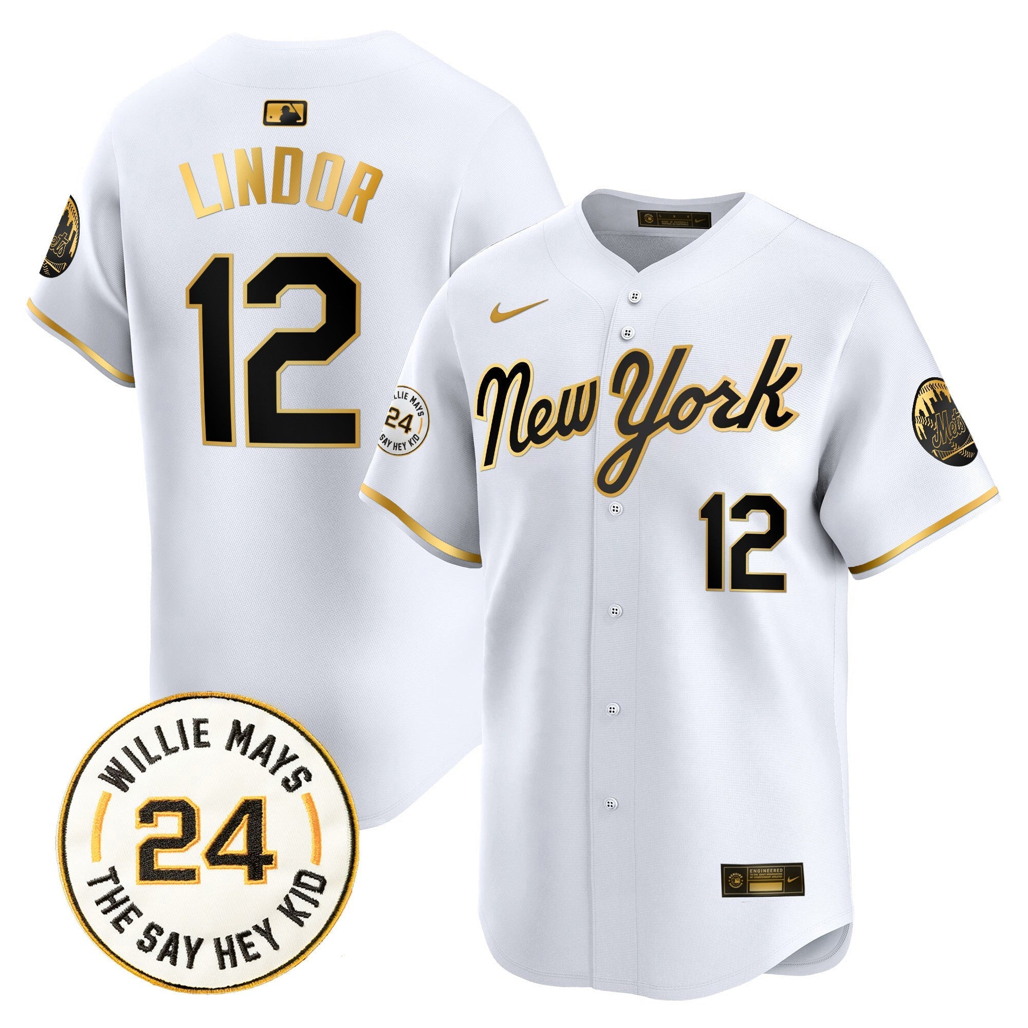 Mets Willie Mays Patch Vapor Premier Limited Jersey - Stitched