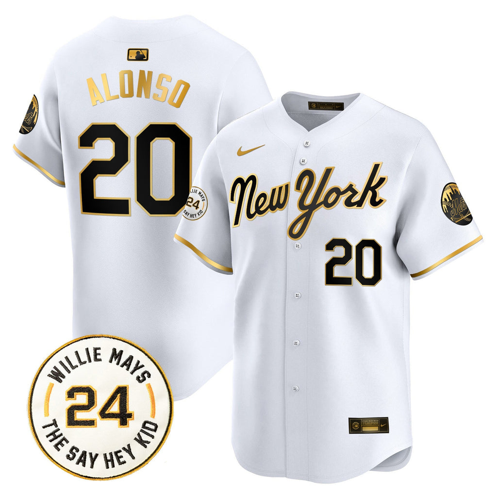 Mets Willie Mays Patch Vapor Premier Limited Jersey - Stitched