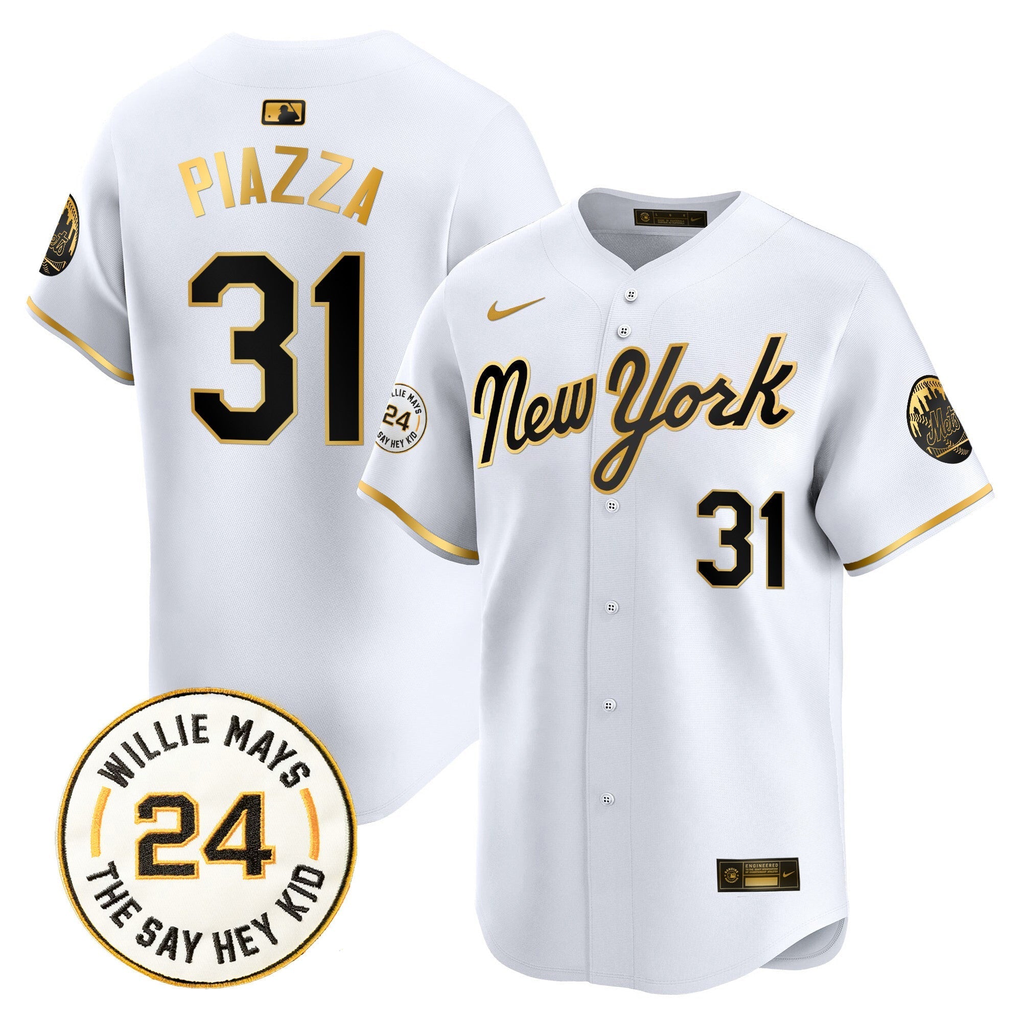 Mets Willie Mays Patch Vapor Premier Limited Jersey - Stitched