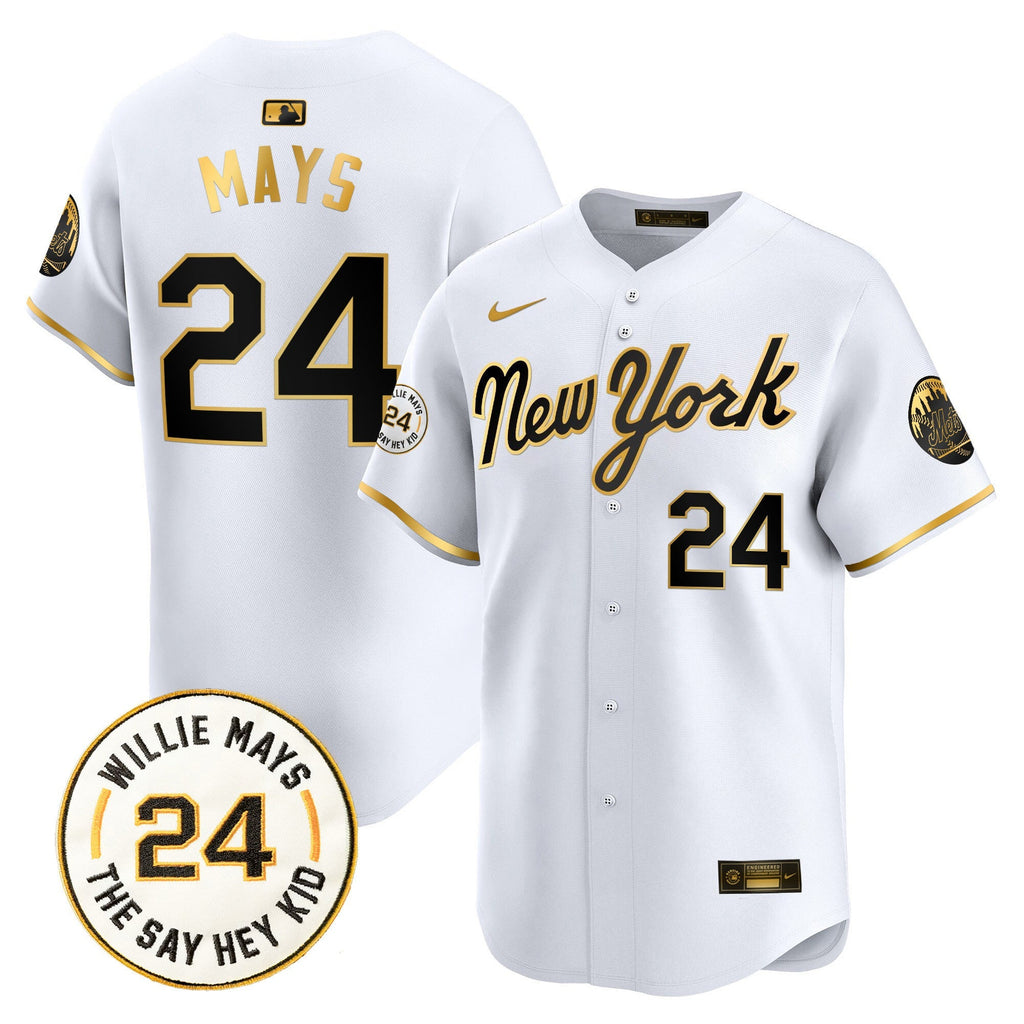 Mets Willie Mays Patch Vapor Premier Limited Jersey - Stitched