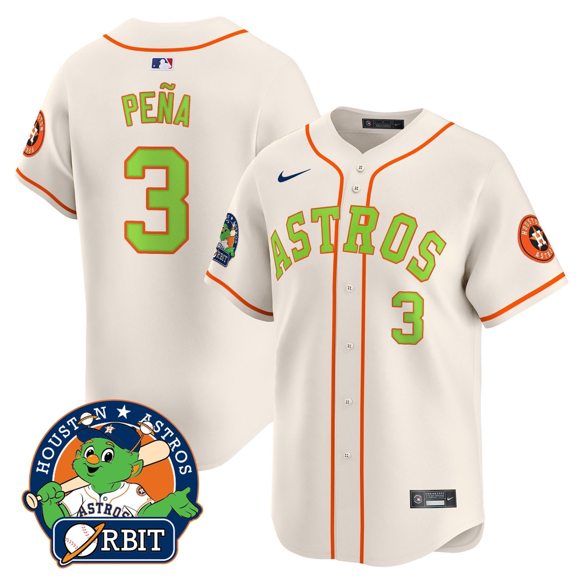 Astros Orbit Patch Vapor Premier Limited Jersey V2 - All Stitched