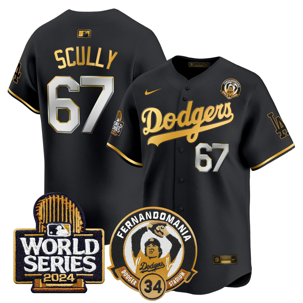 Men's Dodgers Fernando Valenzuela & 2024 World Series Patch Vapor Premier Limited Jersey - All Stitched