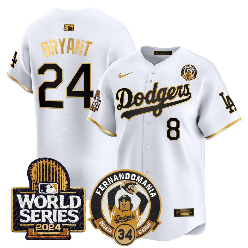Men's Dodgers Fernando Valenzuela & 2024 World Series Patch Vapor Premier Limited Jersey - All Stitched