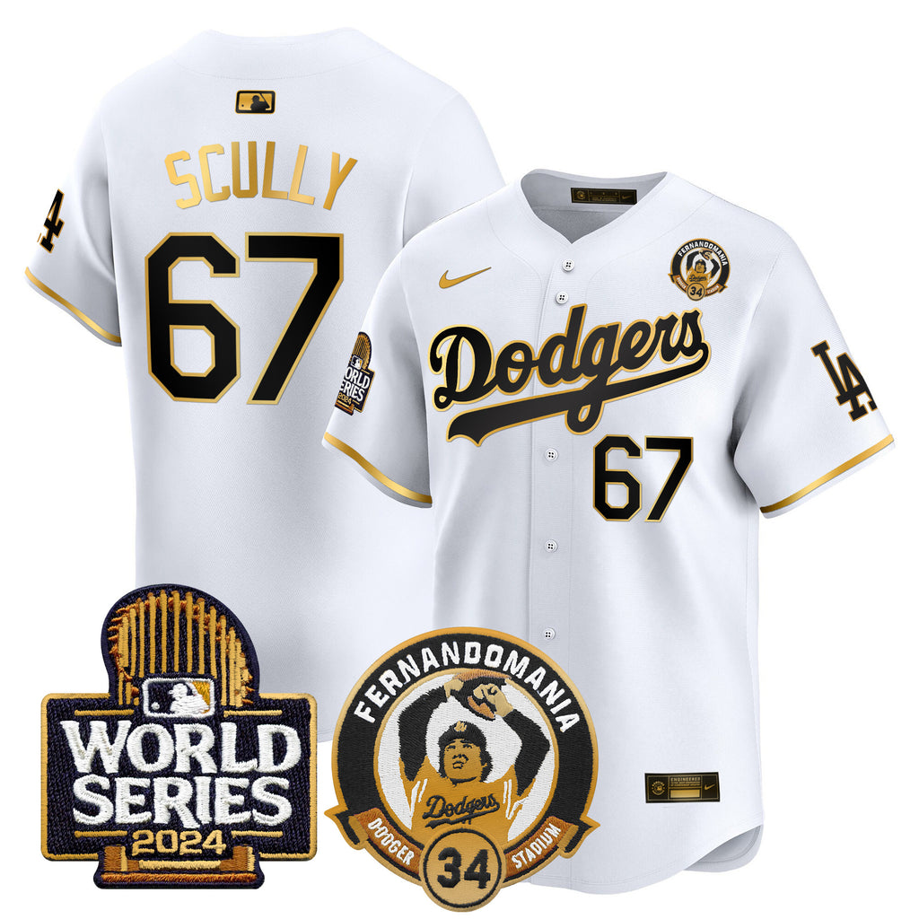 Men's Dodgers Fernando Valenzuela & 2024 World Series Patch Vapor Premier Limited Jersey - All Stitched