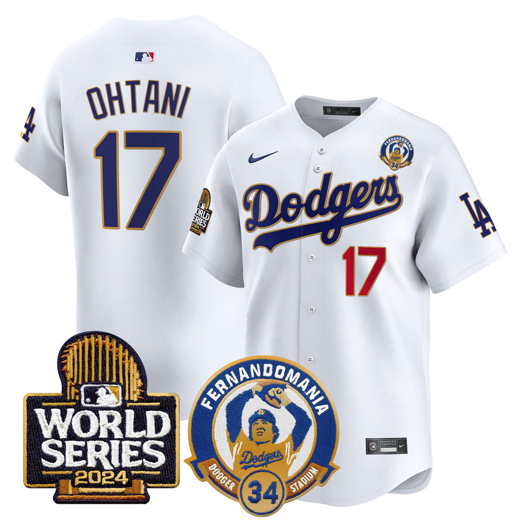 Men's Dodgers Fernando Valenzuela & 2024 World Series Patch Vapor Premier Limited Jersey - All Stitched