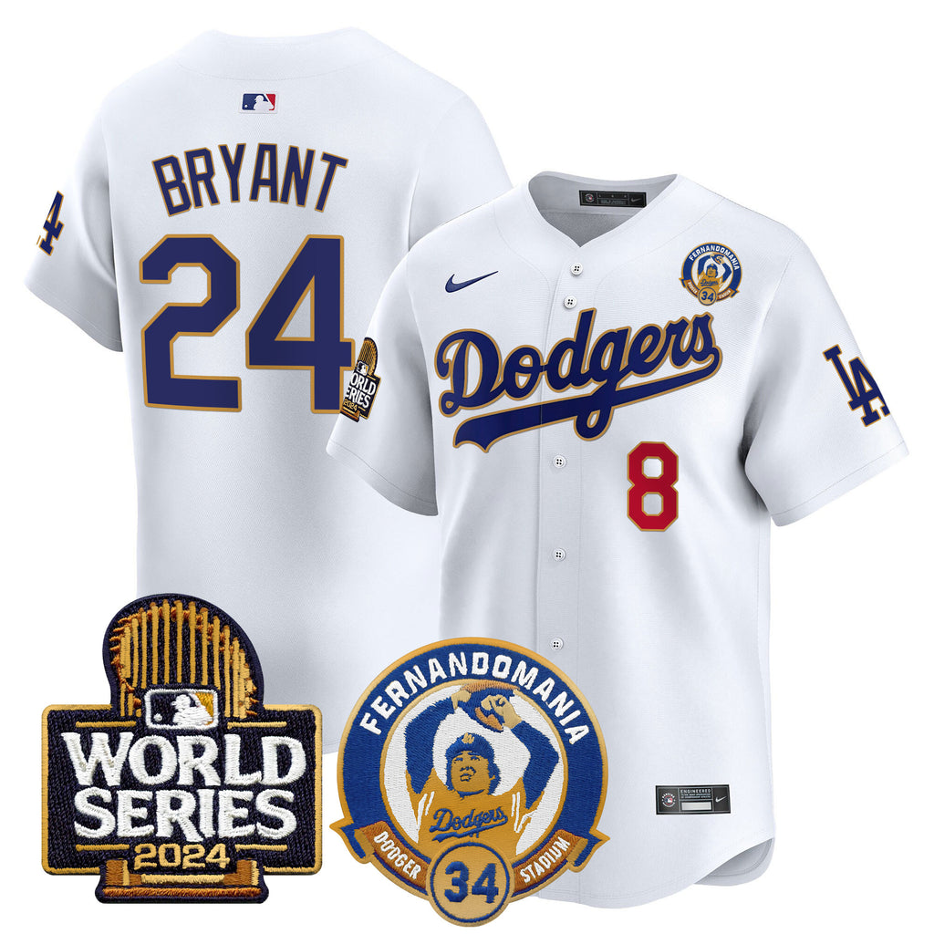 Men's Dodgers Fernando Valenzuela & 2024 World Series Patch Vapor Premier Limited Jersey - All Stitched