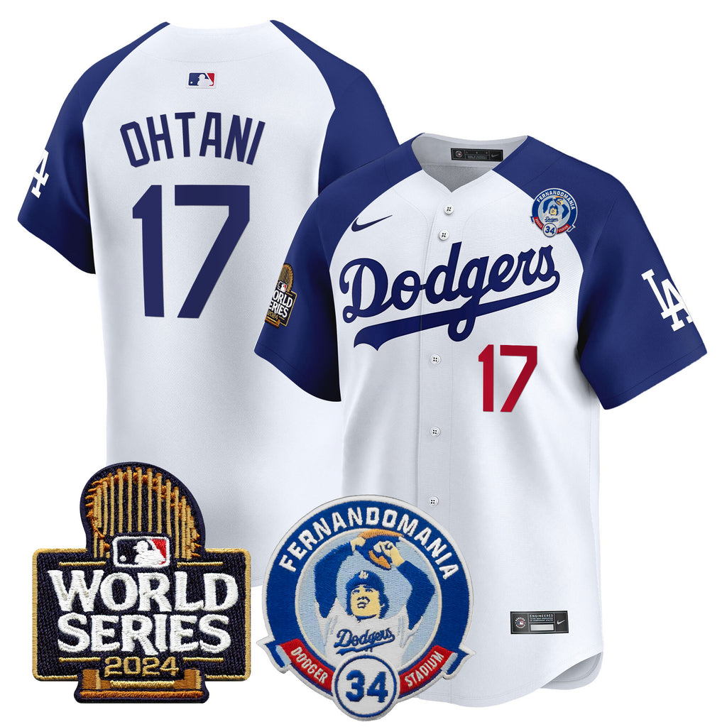 Men's Dodgers Fernando Valenzuela & 2024 World Series Patch Vapor Premier Limited Jersey V3 - All Stitched