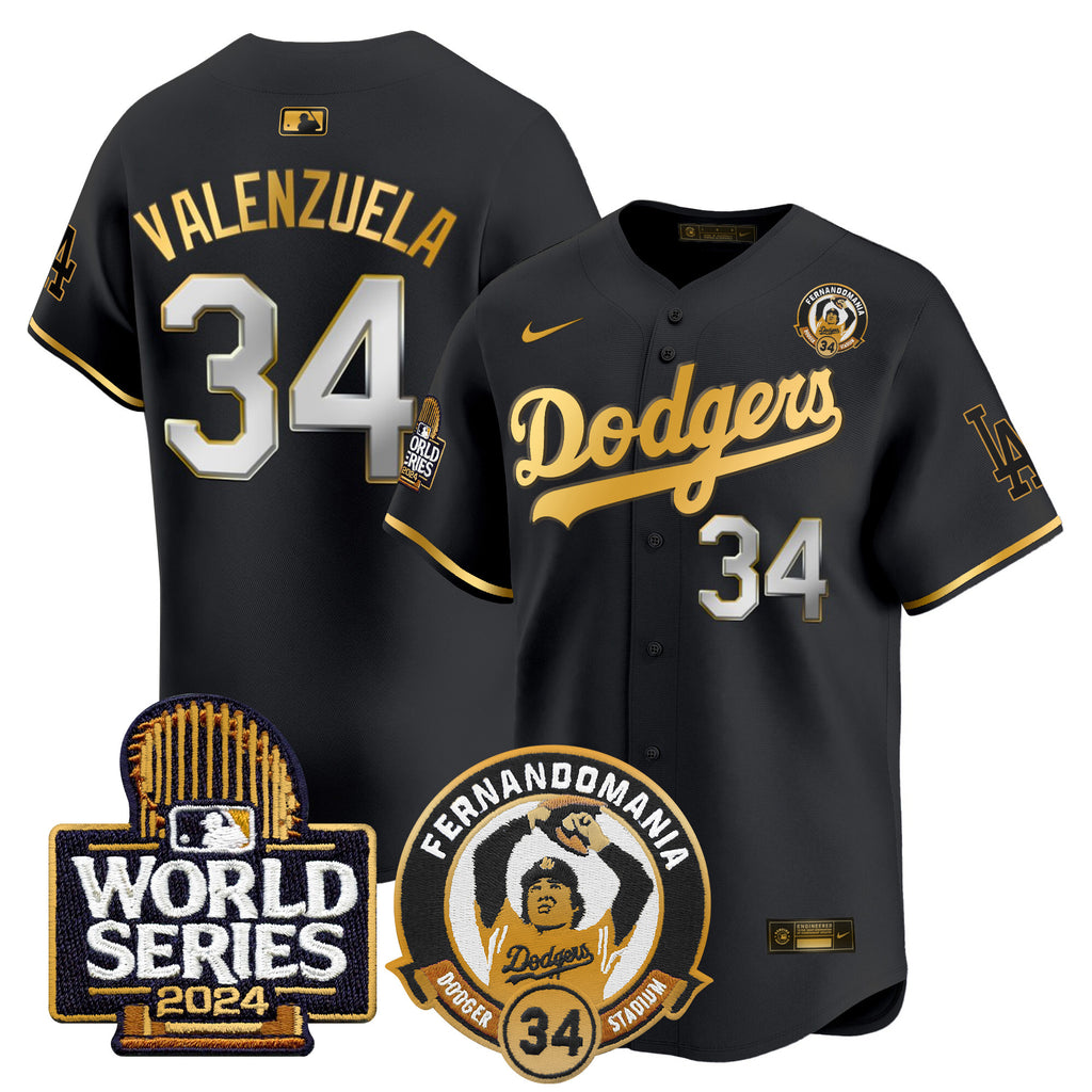 Men's Dodgers Fernando Valenzuela & 2024 World Series Patch Vapor Premier Limited Jersey V3 - All Stitched