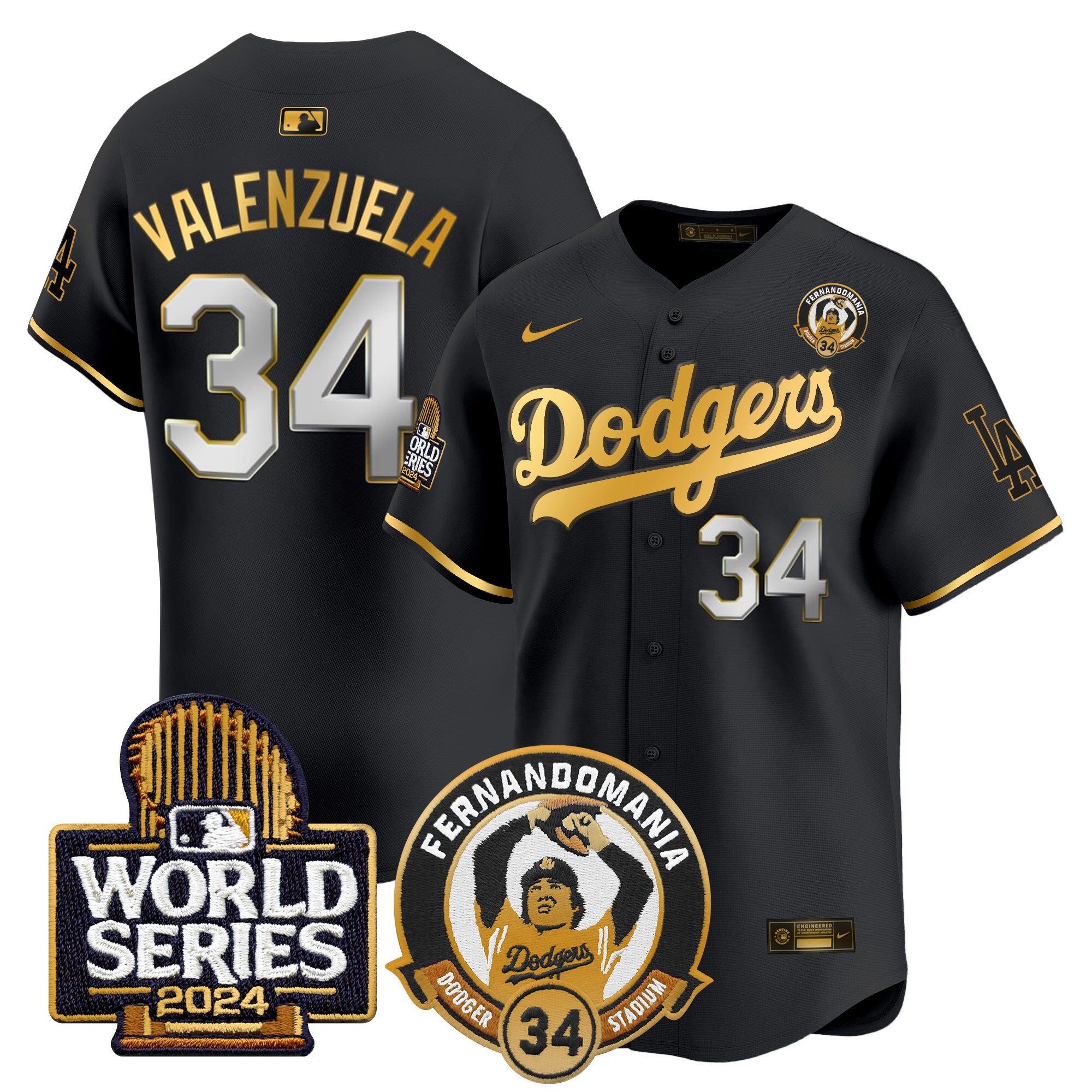 Men's Dodgers Fernando Valenzuela & 2024 World Series Patch Vapor Premier Limited Jersey V3 - All Stitched