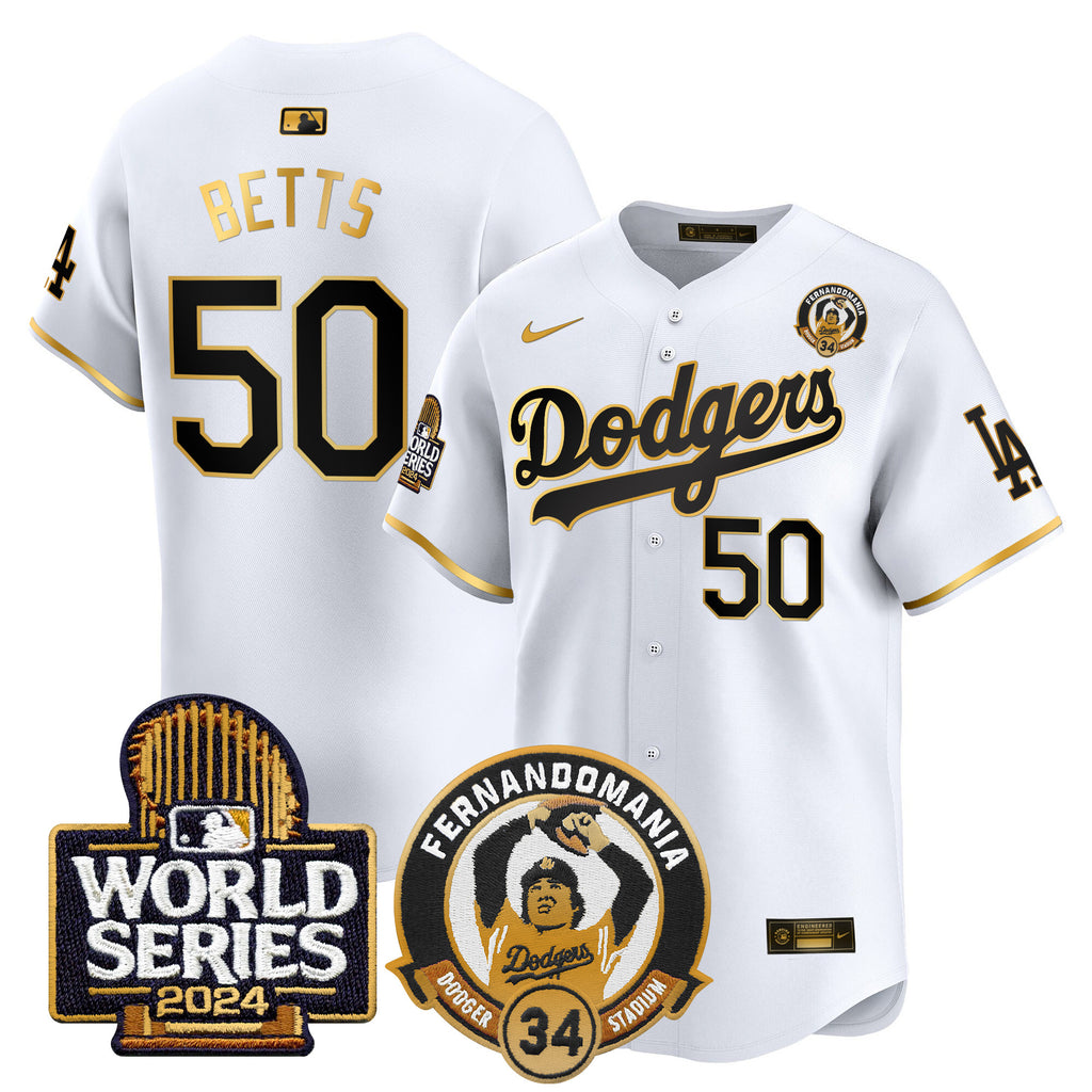 Men's Dodgers Fernando Valenzuela & 2024 World Series Patch Vapor Premier Limited Jersey V3 - All Stitched