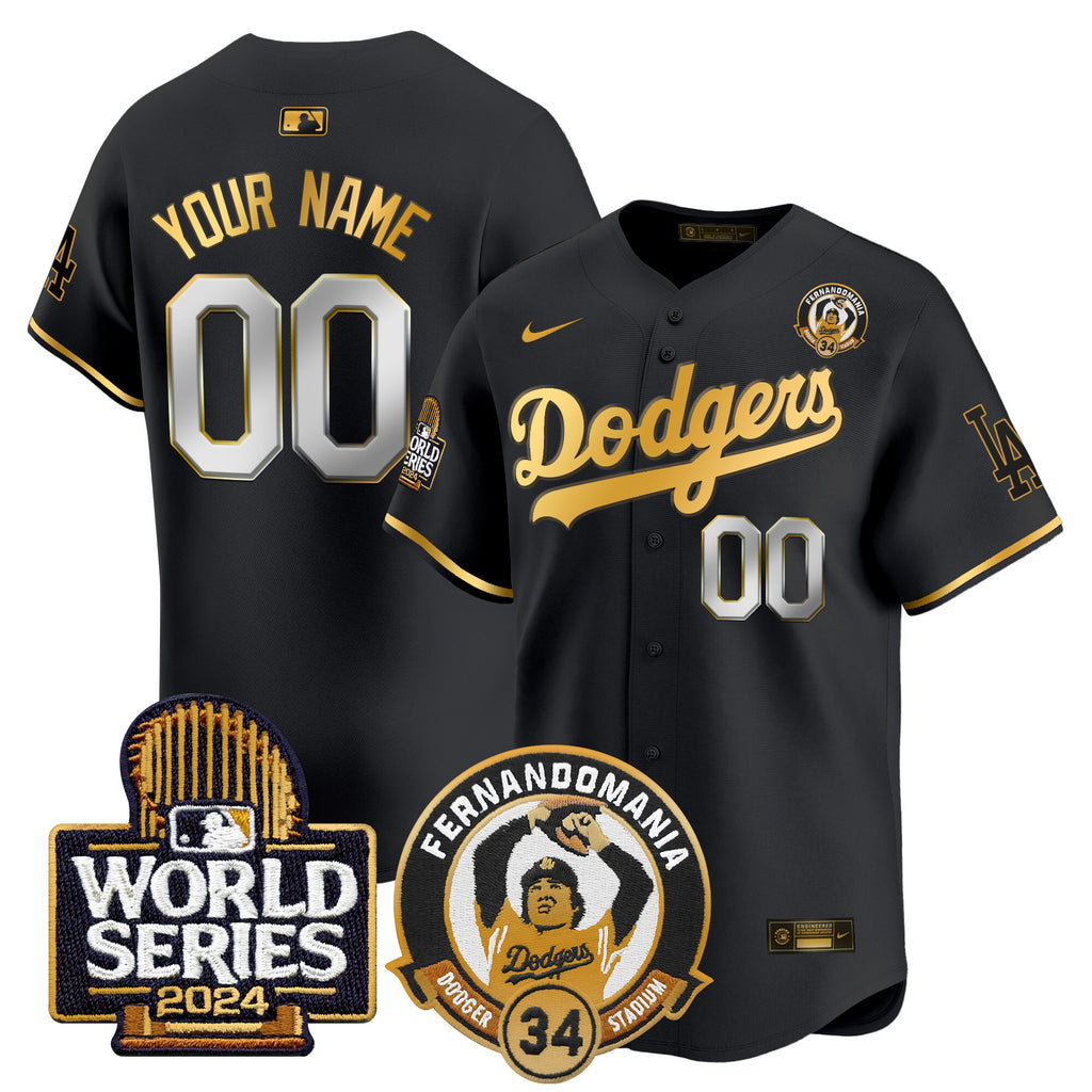 Dodgers Fernando Valenzuela & 2024 World Series Patch Vapor Premier Limited Custom Jersey V3 - All Stitched