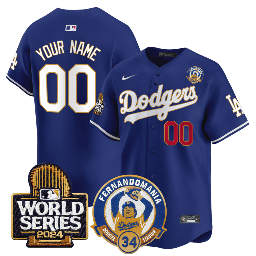Dodgers Fernando Valenzuela & 2024 World Series Patch Vapor Premier Limited Custom Jersey - All Stitched