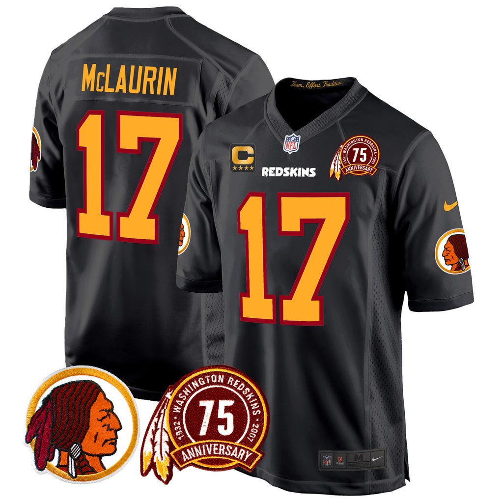 Men's Washington Redskins 75th Patch Throwback Game Jersey - All Stitched