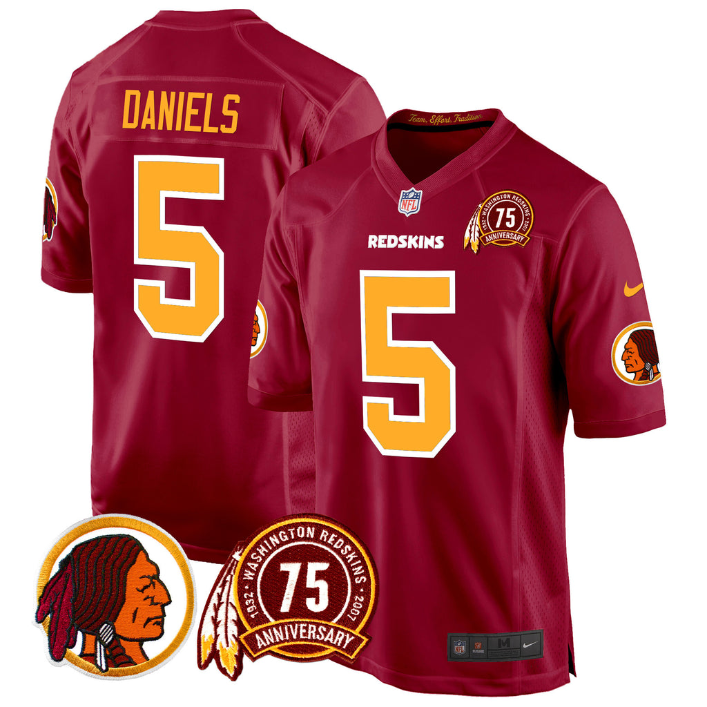 Men's Washington Redskins 75th Patch Throwback Game Jersey - All Stitched