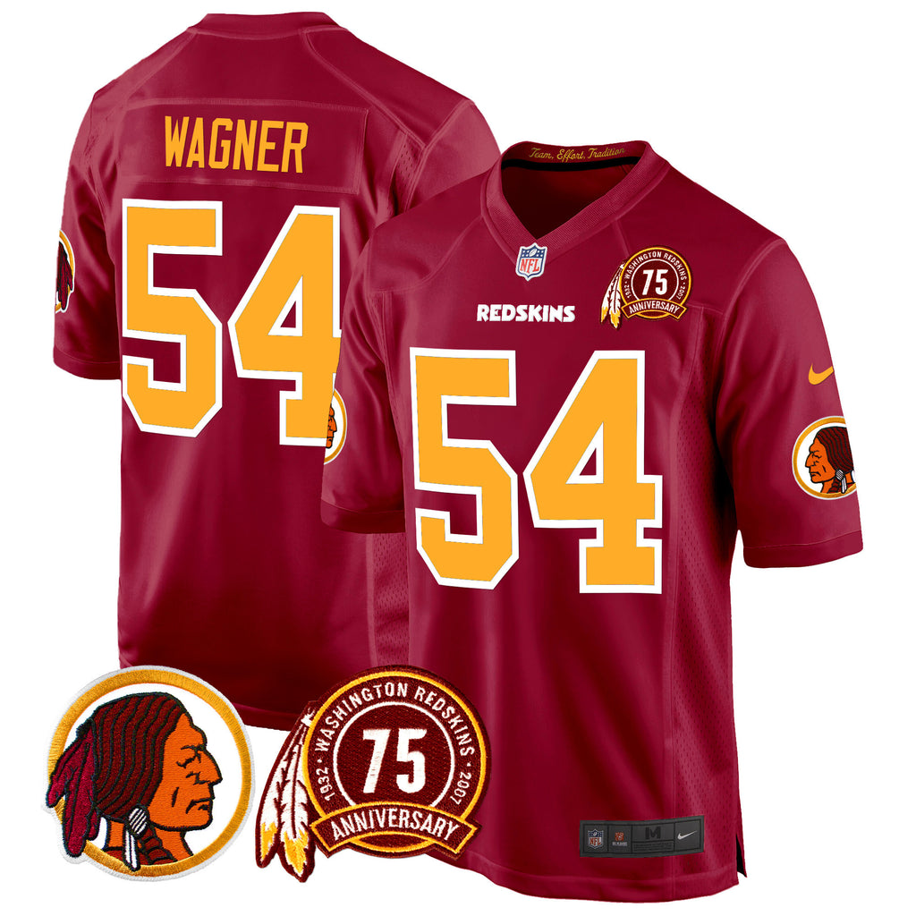 Men's Washington Redskins 75th Patch Throwback Game Jersey - All Stitched