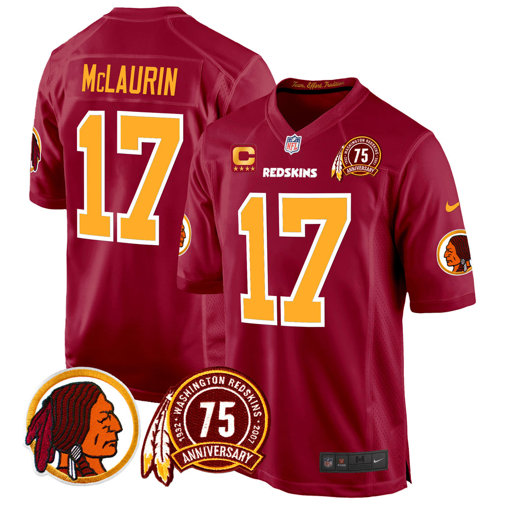 Men's Washington Redskins 75th Patch Throwback Game Jersey - All Stitched
