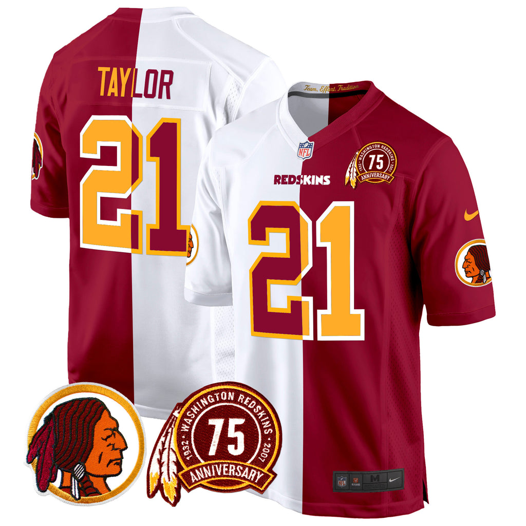 Men's Washington Redskins 75th Patch Throwback Game Jersey - All Stitched