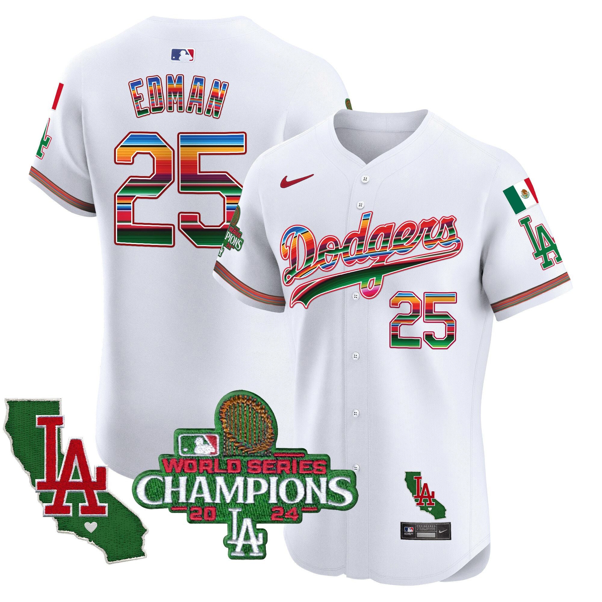 Men's Dodgers Mexico 2024 World Series Champions Vapor Premier Elite Jersey - All Stitched