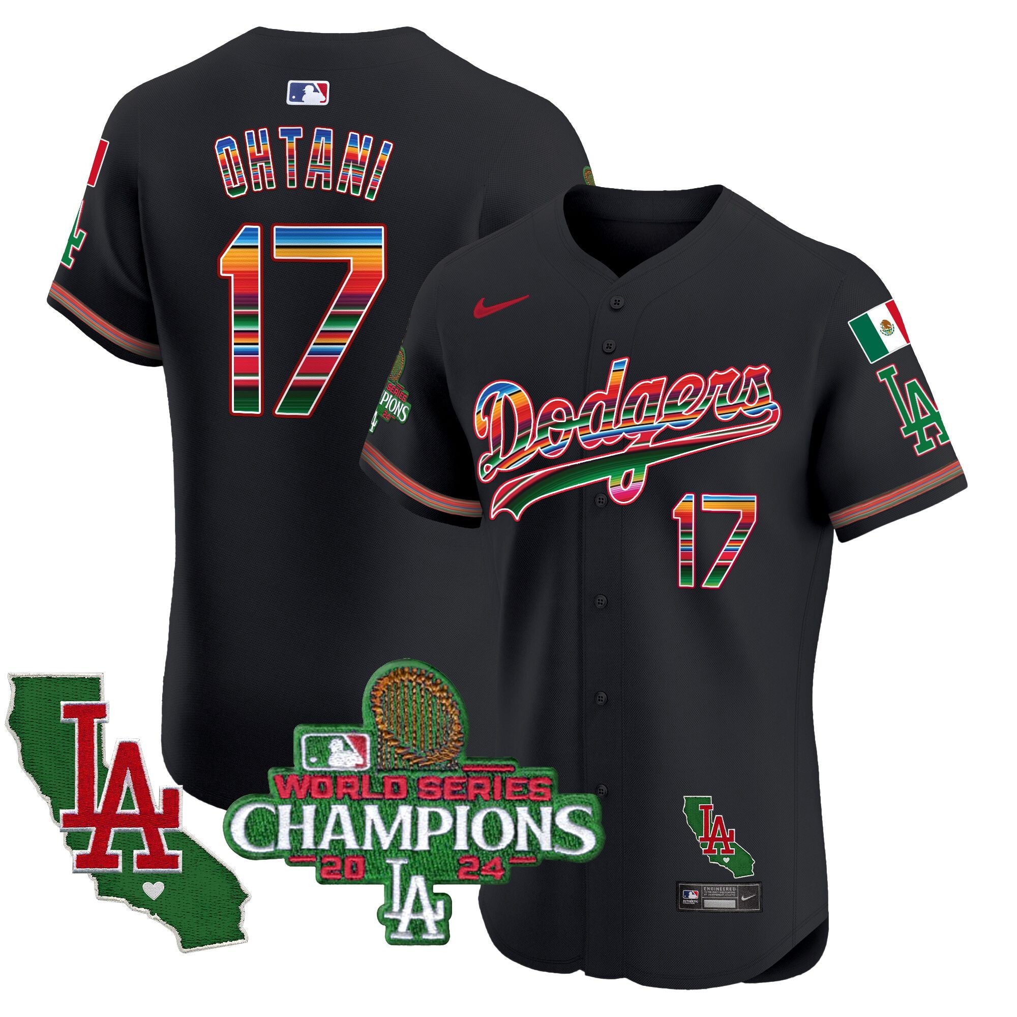 Men's Dodgers Mexico 2024 World Series Champions Vapor Premier Elite Jersey - All Stitched