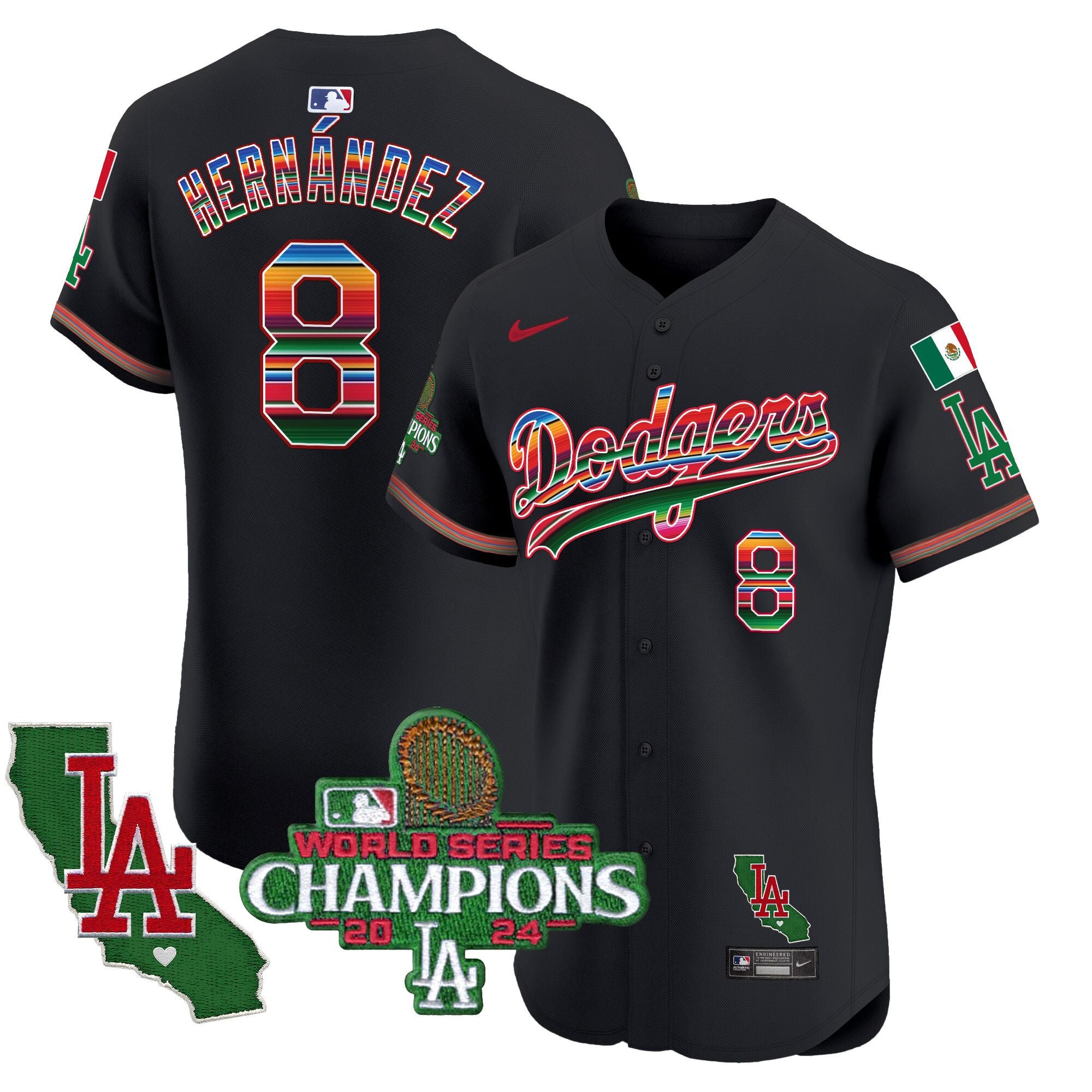Men's Dodgers Mexico 2024 World Series Champions Vapor Premier Elite Jersey - All Stitched