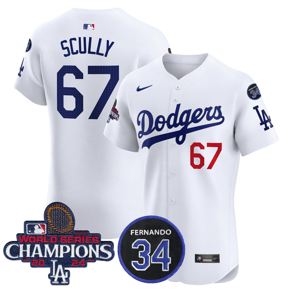 Men's Dodgers 2024 World Series Champions Patch Vapor Premier Elite Jersey V2 - All Stitched