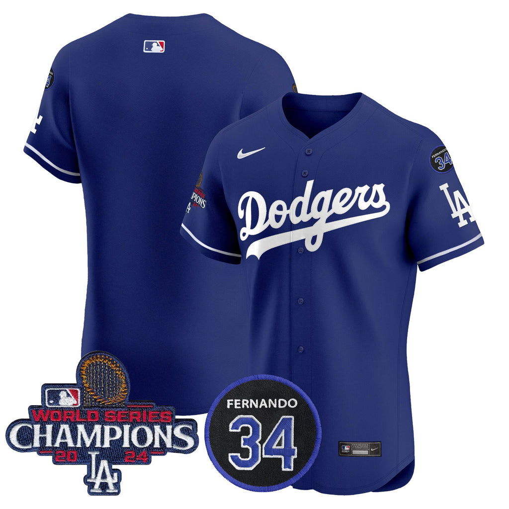 Men's Dodgers 2024 World Series Champions Patch Vapor Premier Elite Jersey V2 - All Stitched