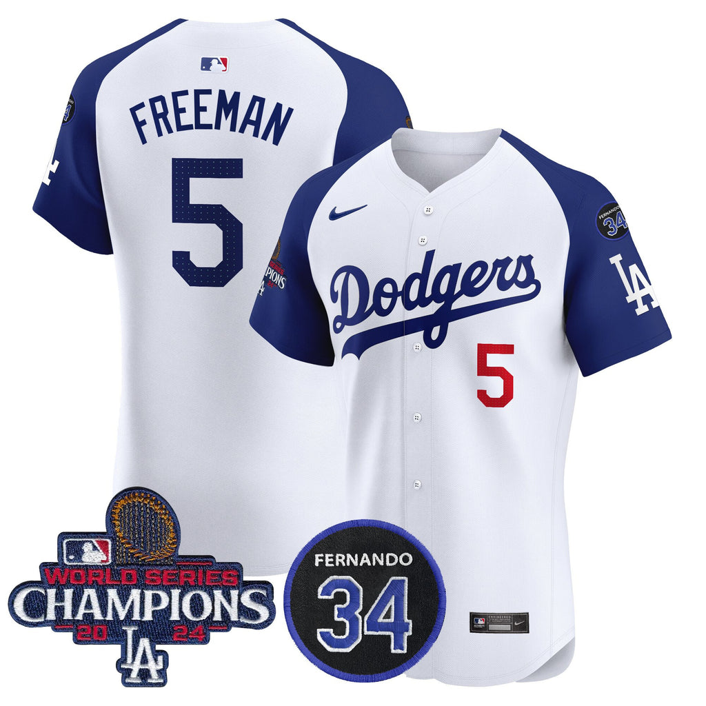 Men's Dodgers 2024 World Series Champions Patch Vapor Premier Elite Jersey V2 - All Stitched