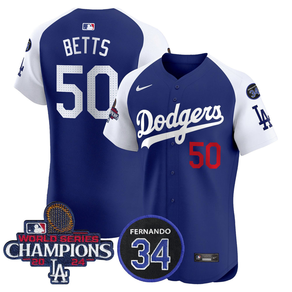 Men's Dodgers 2024 World Series Champions Patch Vapor Premier Elite Jersey V2 - All Stitched