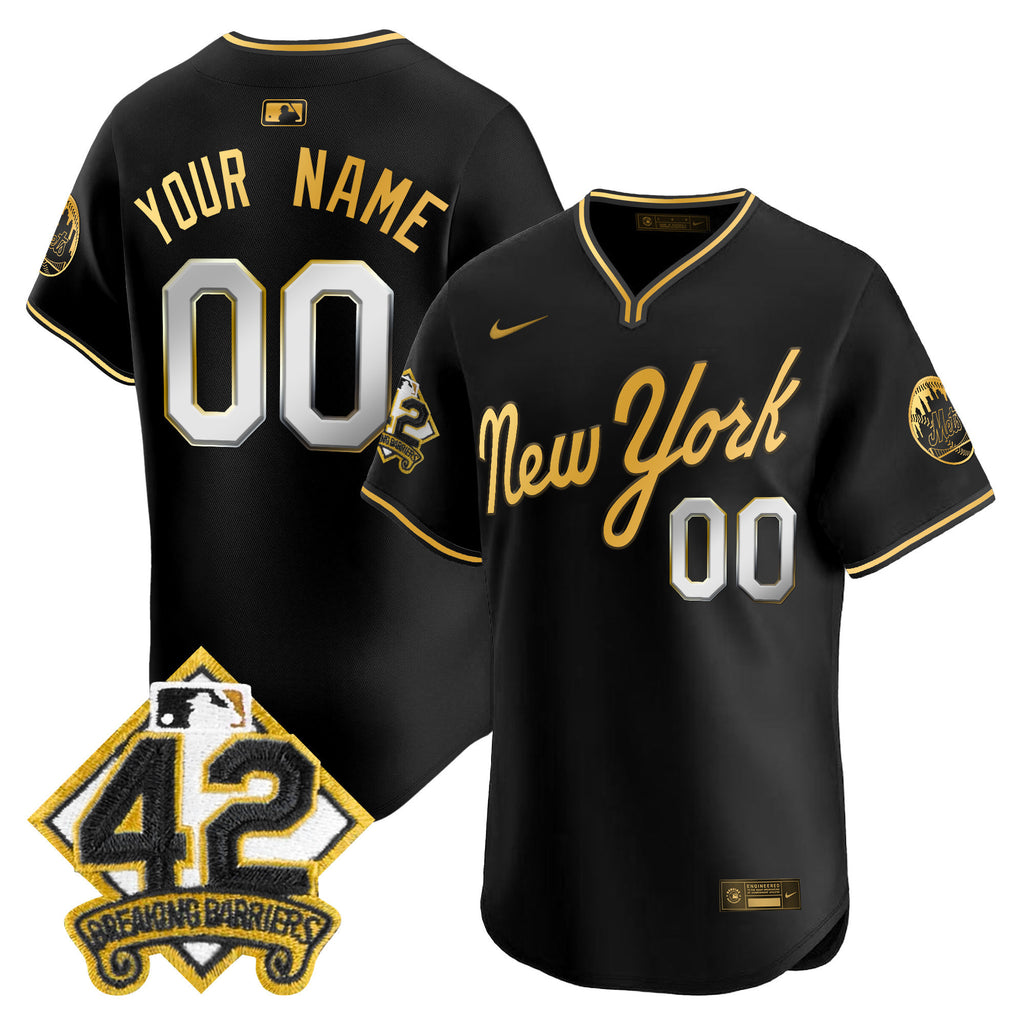 New York Mets 2025 Jackie Robinson Patch Road Alternate Custom Jersey  All Stitched